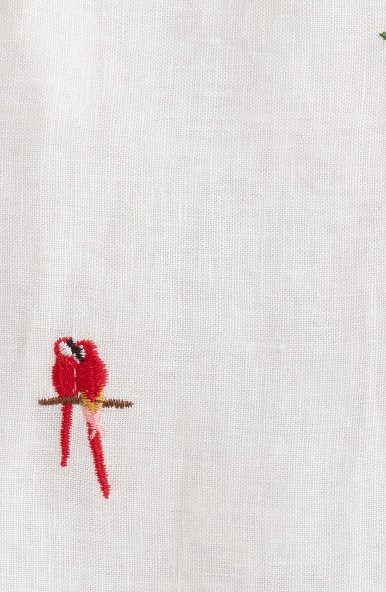 FARM Rio Cool Day Embroidered Side Tie Linen Minidress, Alternate, color, Off-White