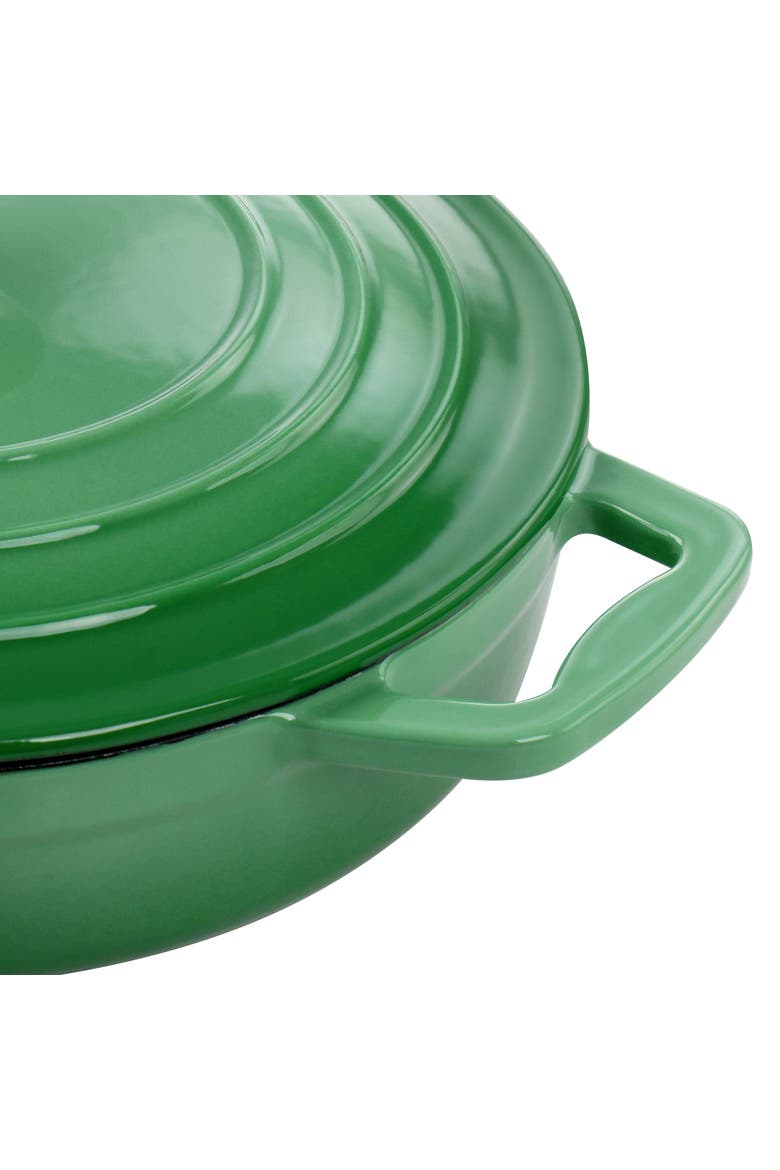 2 Quart Round Enameled Cast Iron Braiser Pan, Alternate, color, Green