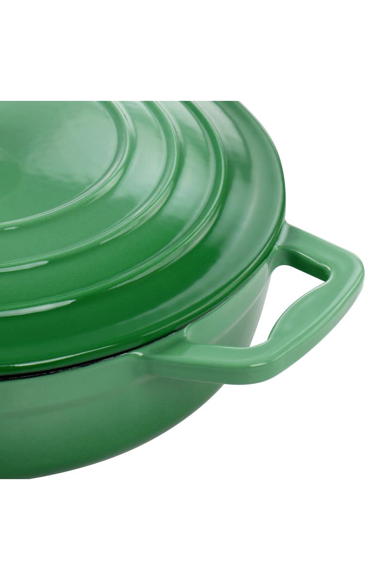 Megachef 2 Quart Round Enameled Cast Iron Braiser Pan, Alternate, color, Green