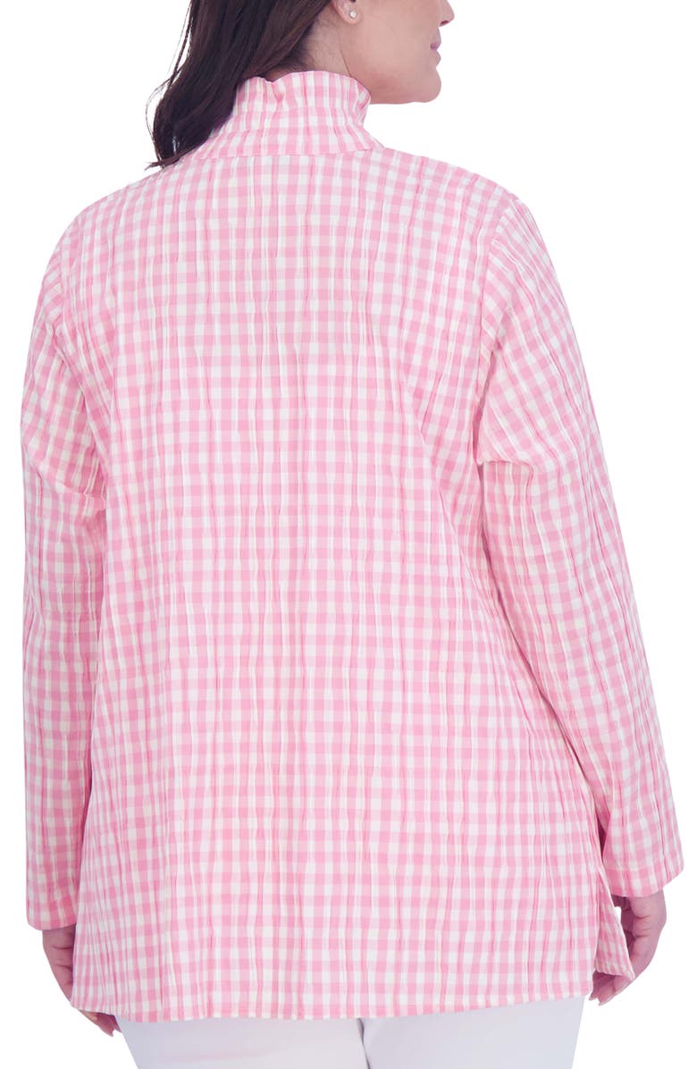 Foxcroft Carolina Gingham Crinkled Cotton Blend Button-Up Shirt, Alternate, color, 