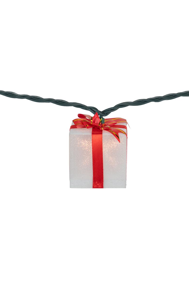 Northlight Bow Wrapped Presents Christmas Light Set - Clear - 7.5' Green Wire - 10ct, Alternate, color, White