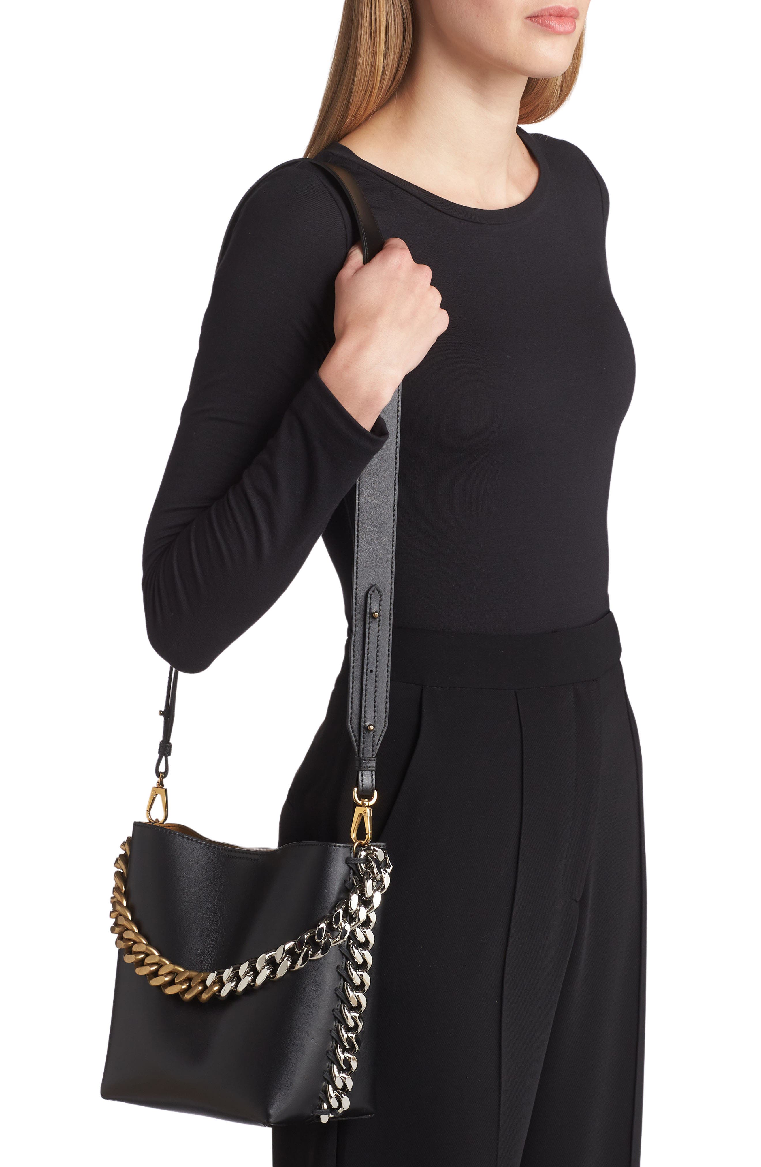 Stella McCartney Frayme Faux Leather Bucket Bag, Alternate, color, 