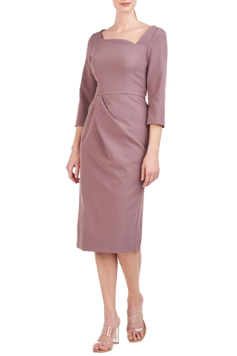 Anya Draped Midi Sheath Dress, Alternate, color, MINK