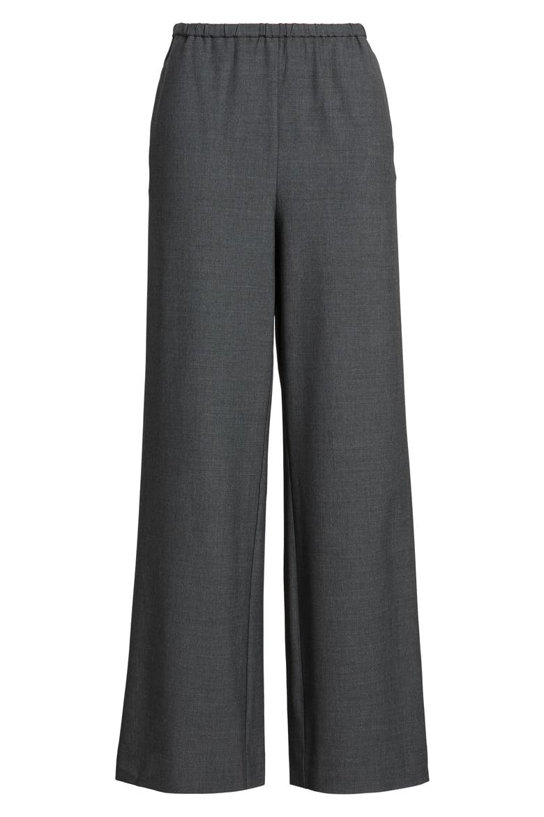 Wool Blend Pull On Wide Leg Pants, Alternate, color, GREY CHARCOAL HEATHER