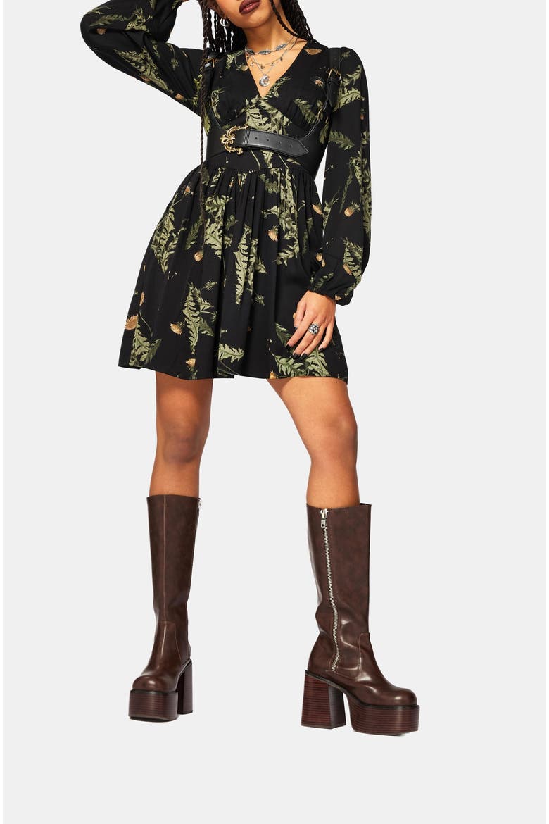 Cimora Dandelion Print Mini Dress, Alternate, color, Black