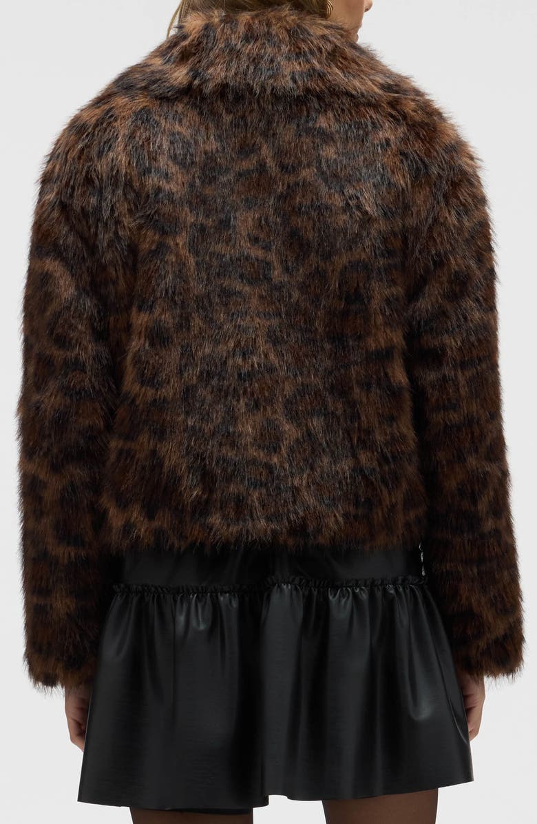 NVLT Long Faux Fur Cropped Jacket, Alternate, color, Leopard