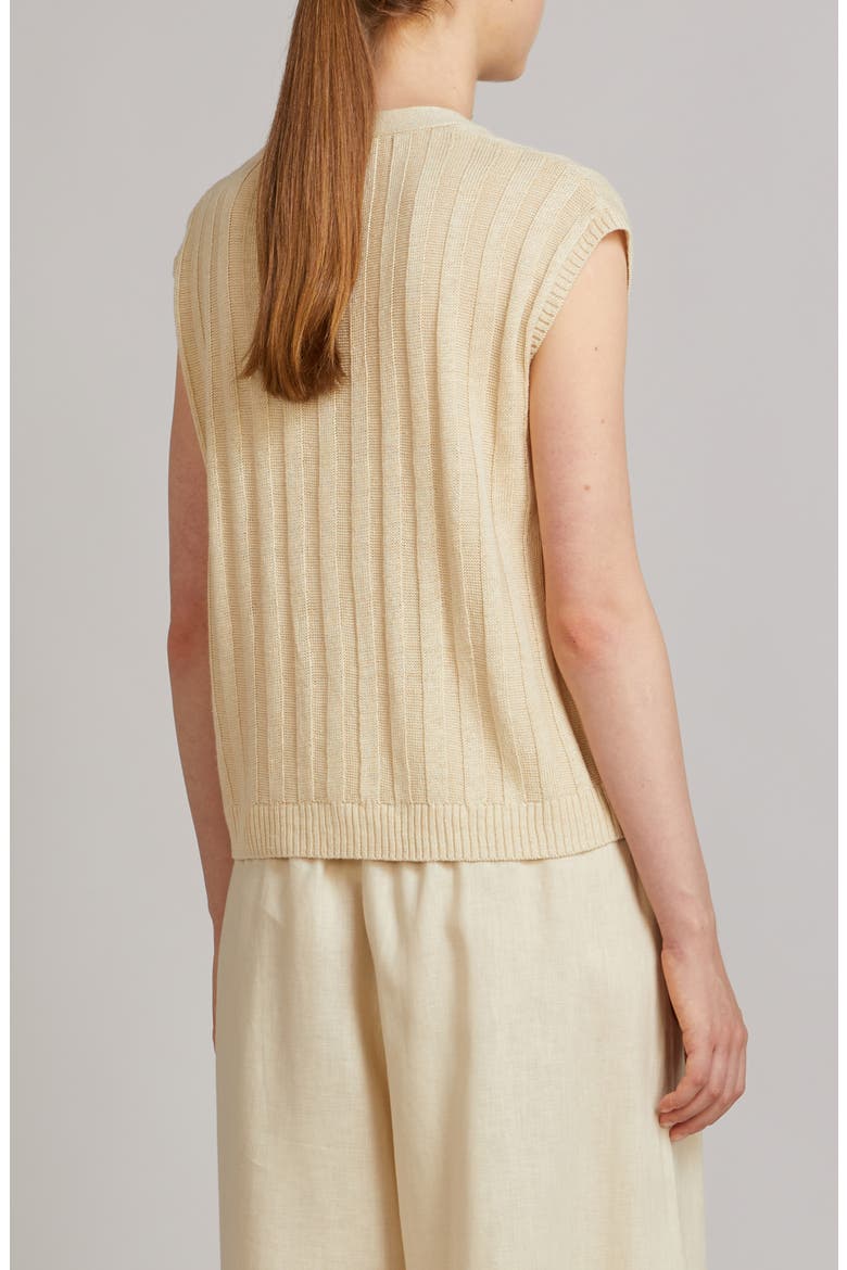 Ranghi Rib Linen Vest, Alternate, color, MILK