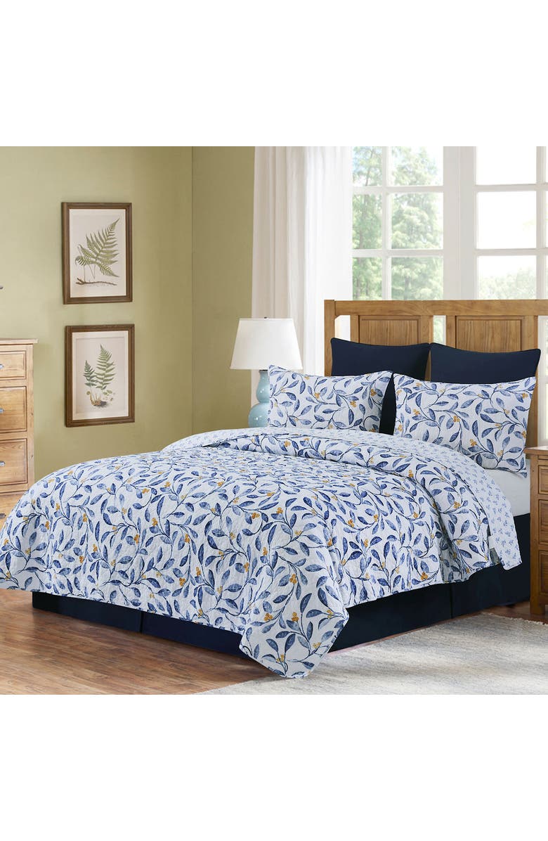 C&F Home Laurelwood Flowers Cotton Blend Quilt Set, Alternate, color, Blue