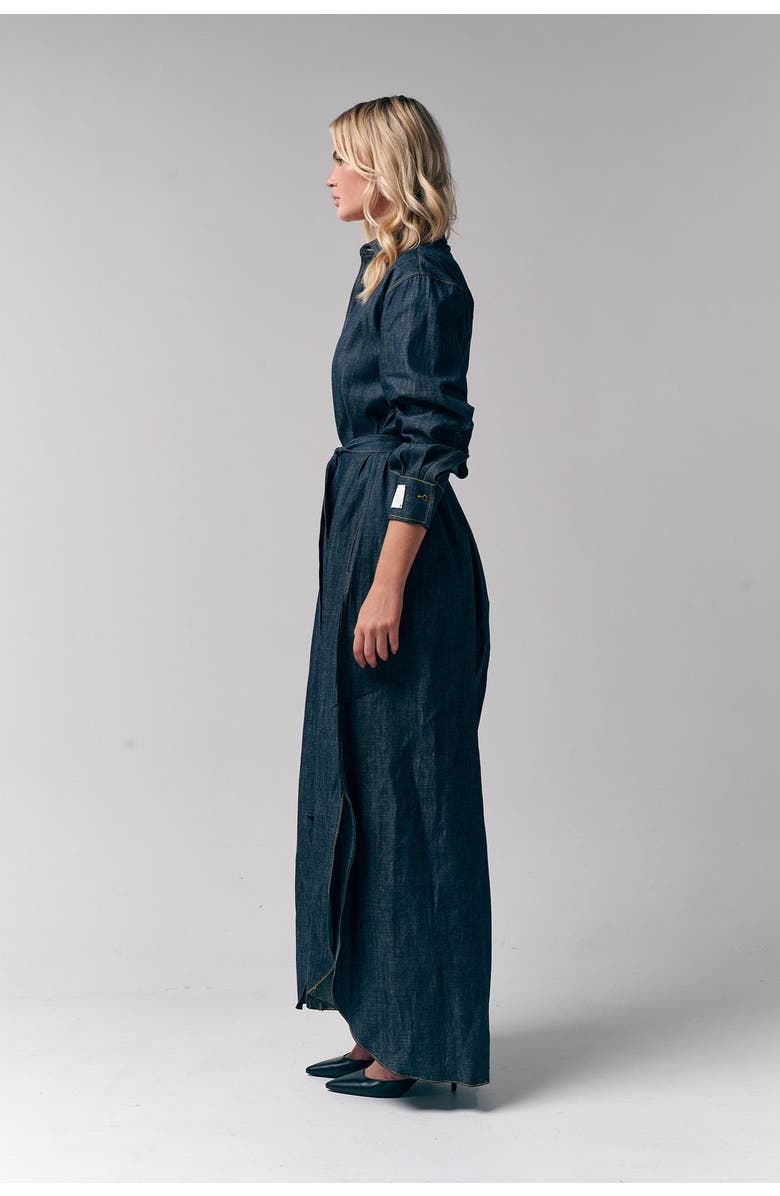Le Fafo Maxi Belted Denim Shirtdress, Alternate, color, 