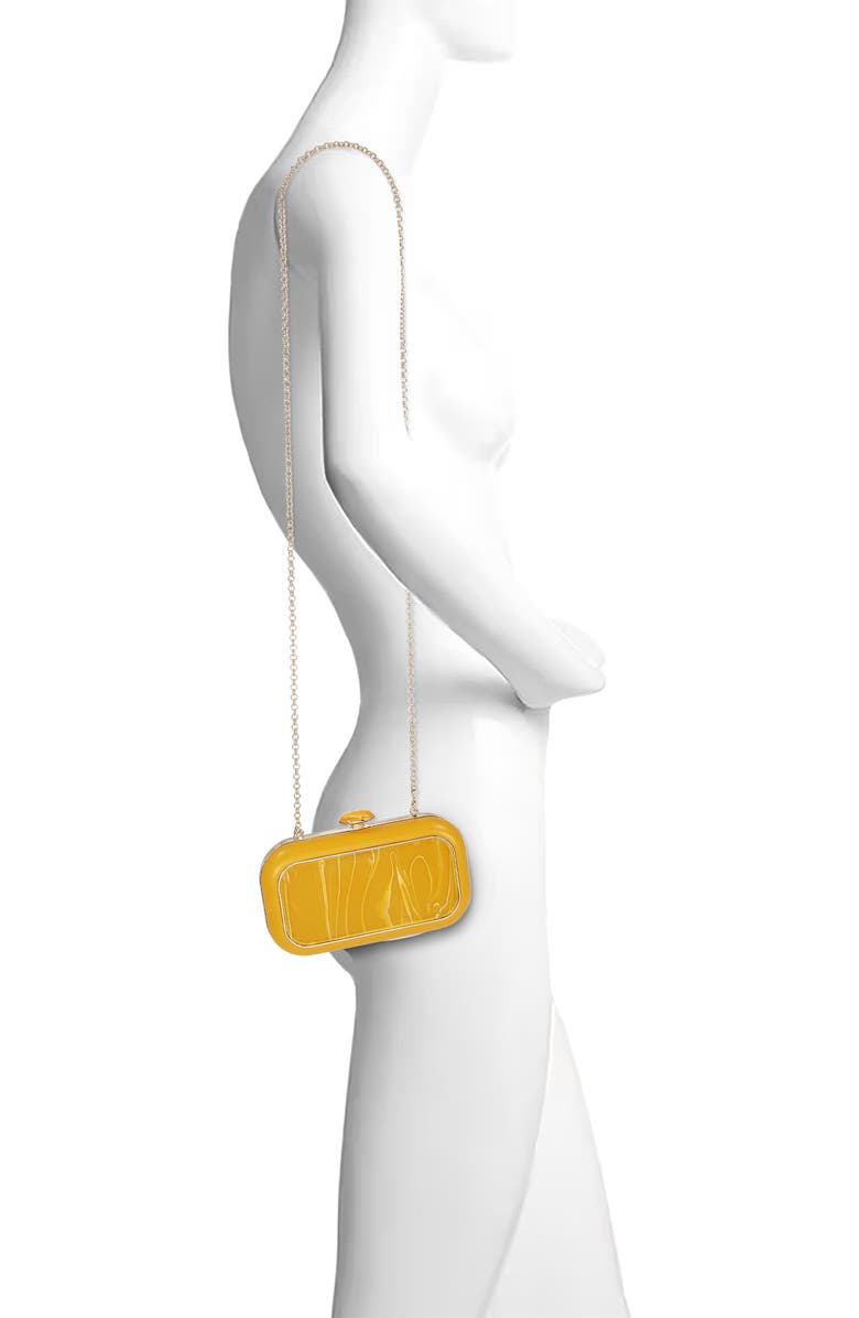 BADGLEY MISCHKA Jordan Acrylic Medallion Minaudiere, Alternate, color, Honey