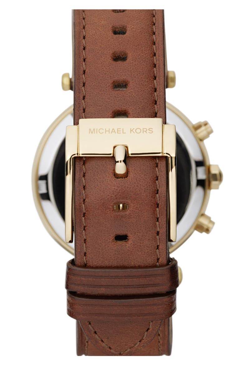 Michael Kors 'Parker' Chronograph Leather Watch, 39mm, Alternate, color, BROWN