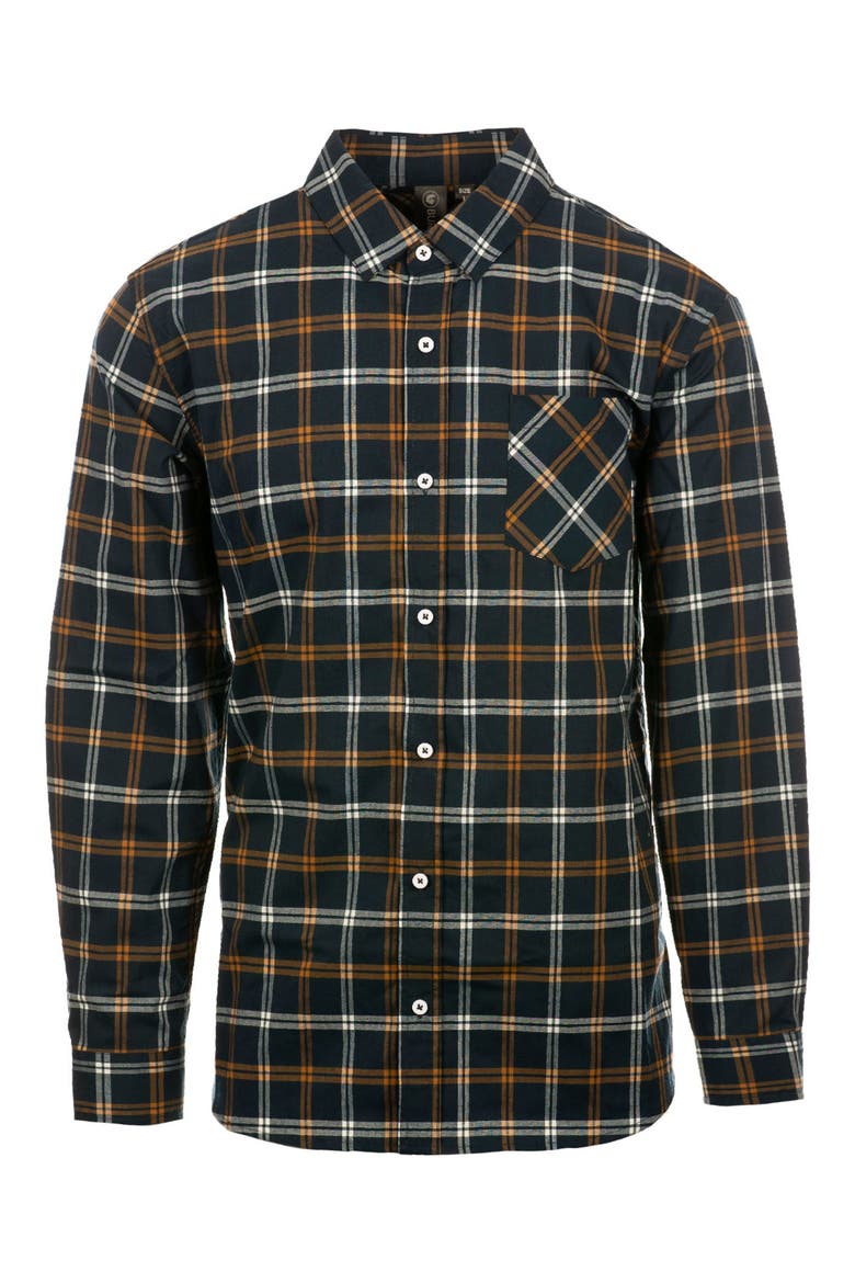 Plaid Stretch Poplin Button-Down Shirt, Main, color, NAVY WINDOW PANE