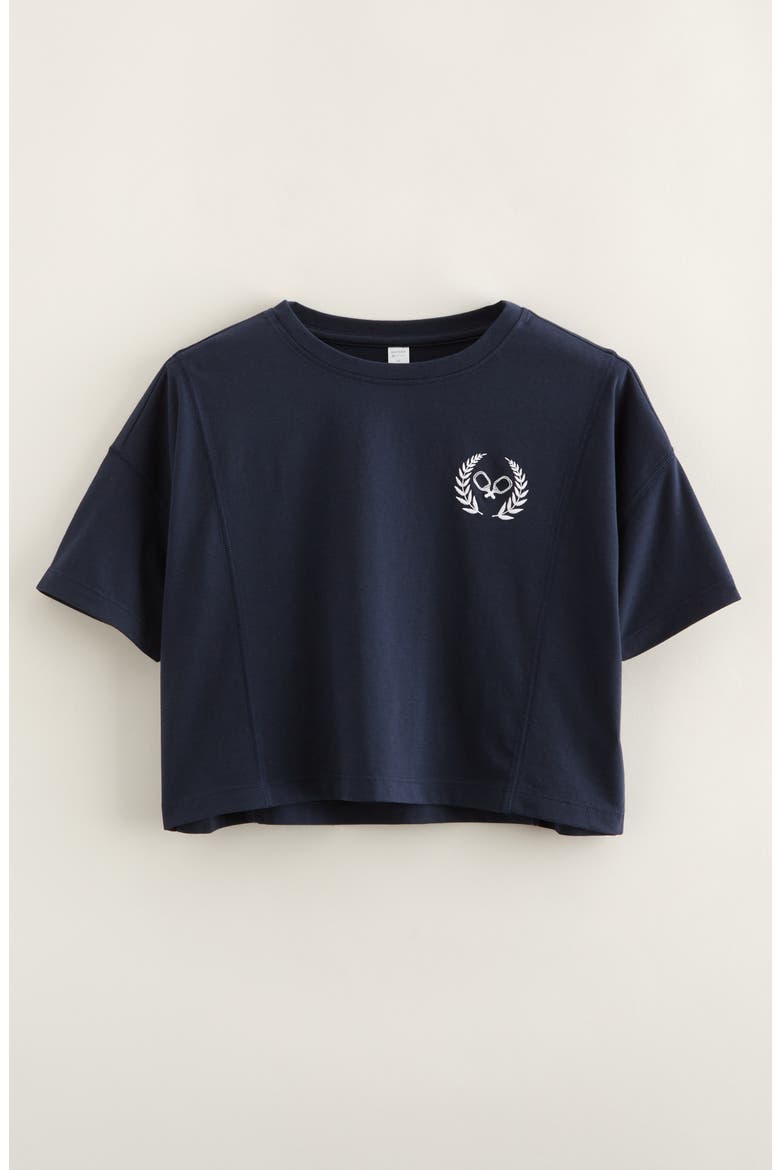 Kids' Lucky Embroidered Boxy T-Shirt, Main, color, NAVY SAPPHIRE