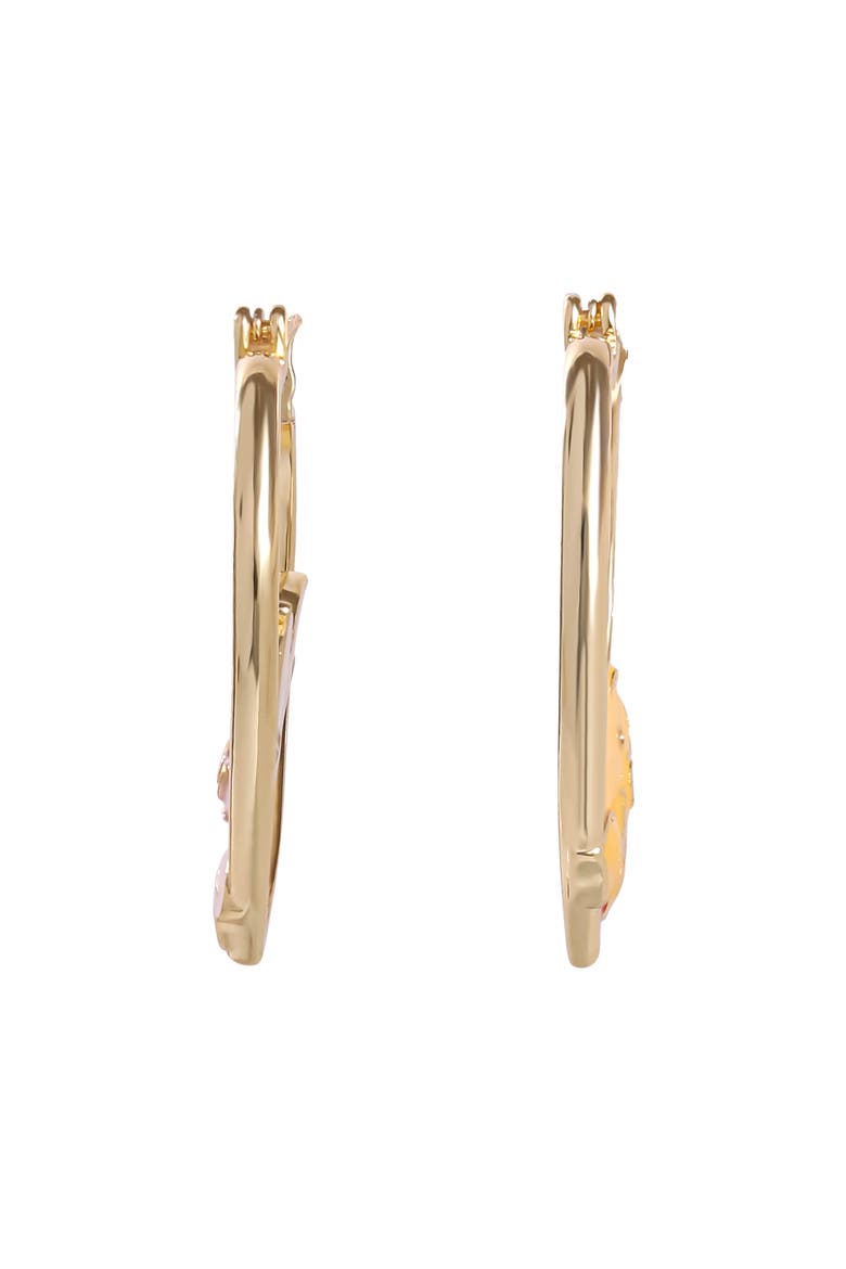 Winnie The Pooh And Piglet Mismatched Heart Hoop Earrings, Alternate, color, Gold