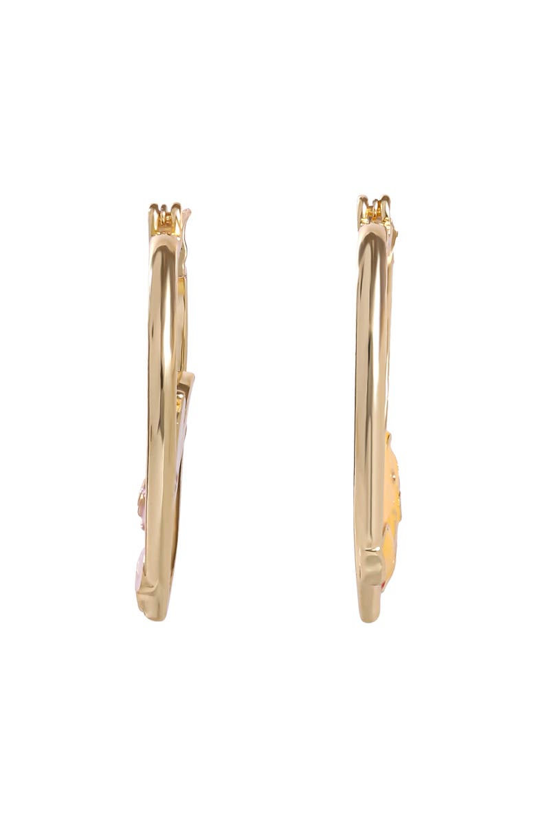 Disney Winnie The Pooh And Piglet Mismatched Heart Hoop Earrings, Alternate, color, Gold