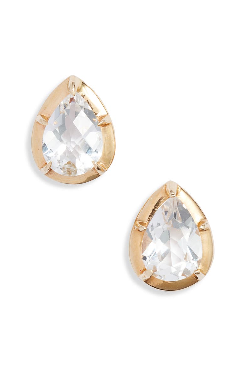 Mélia Pear Stud Earrings, Main, color, YELLOW GOLD