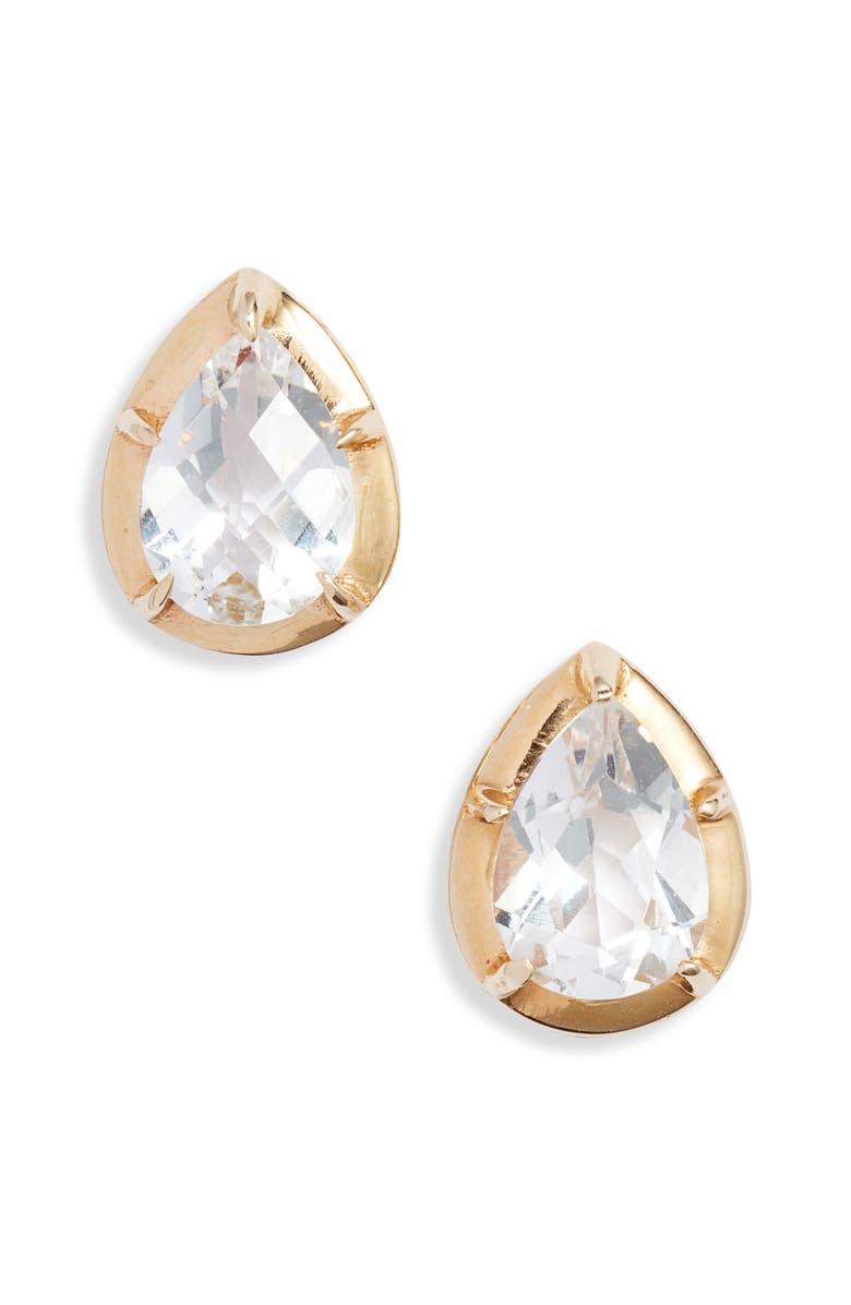 Anzie Mélia Pear Stud Earrings, Main, color, Yellow Gold