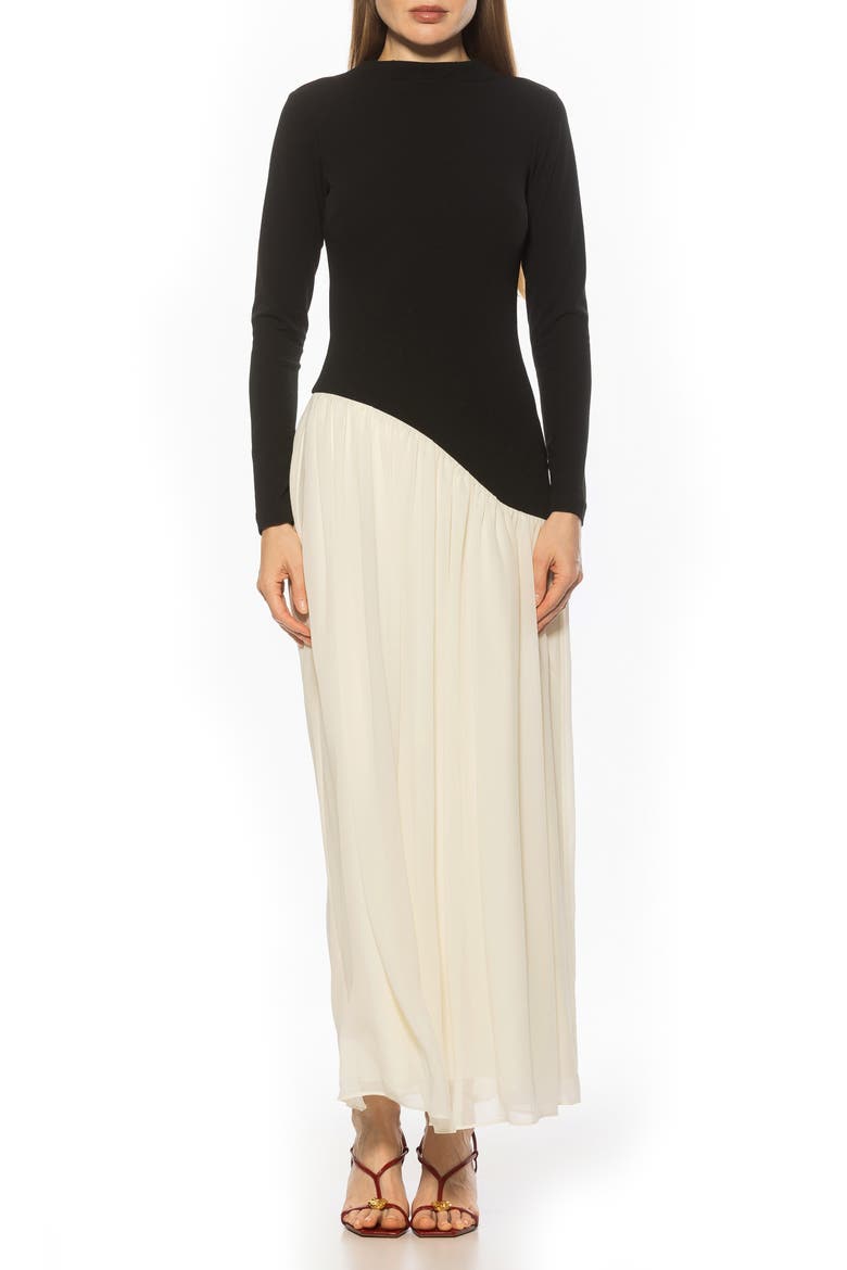 Dakota Long Sleeve Gown, Main, color, BLACK/ OFF WHITE