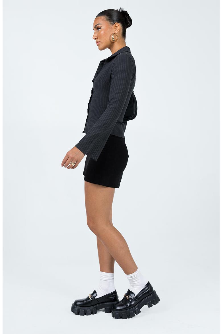 Anni Pinstripe Button-Up Shirt, Alternate, color, BLACK