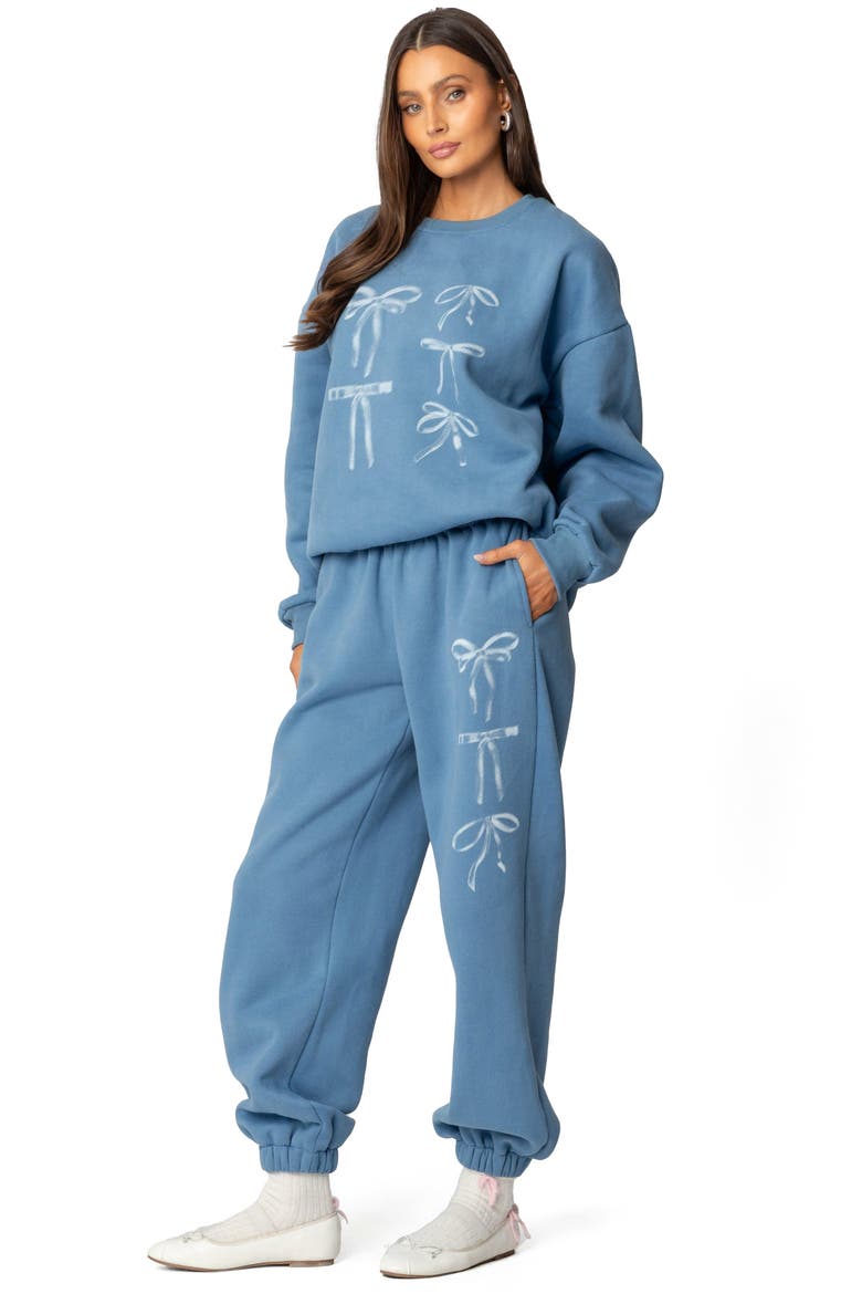 Bow Bliss Oversized Sweatshirt, Alternate, color, BLUE