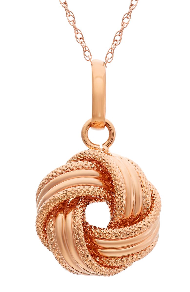 FZN 10K Gold Twisted Knot Pendant Necklace, Main, color, Pink