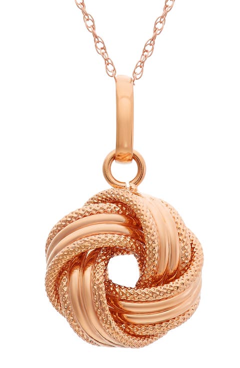 10K Gold Twisted Knot Pendant Necklace