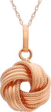 FZN 10K Gold Twisted Knot Pendant Necklace