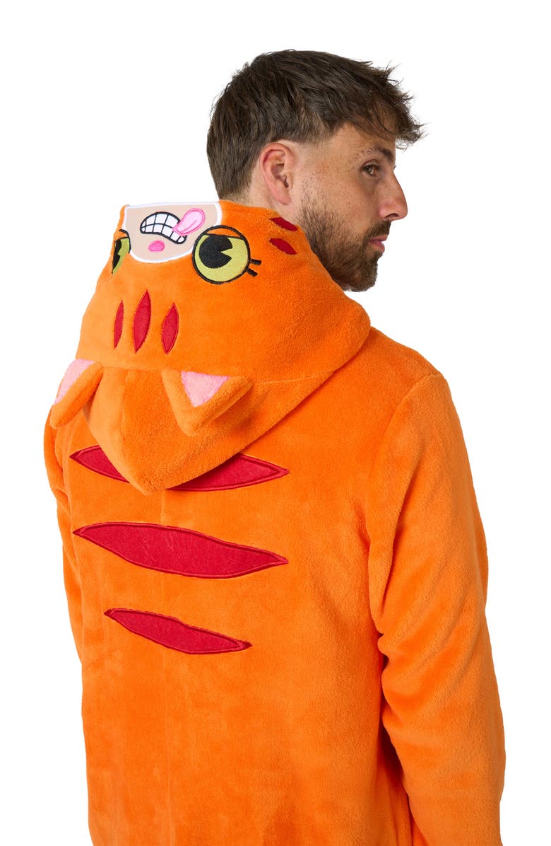 OppoSuits Cat Hooded Fleece Costume Jumpsuit, Alternate, color, Orange