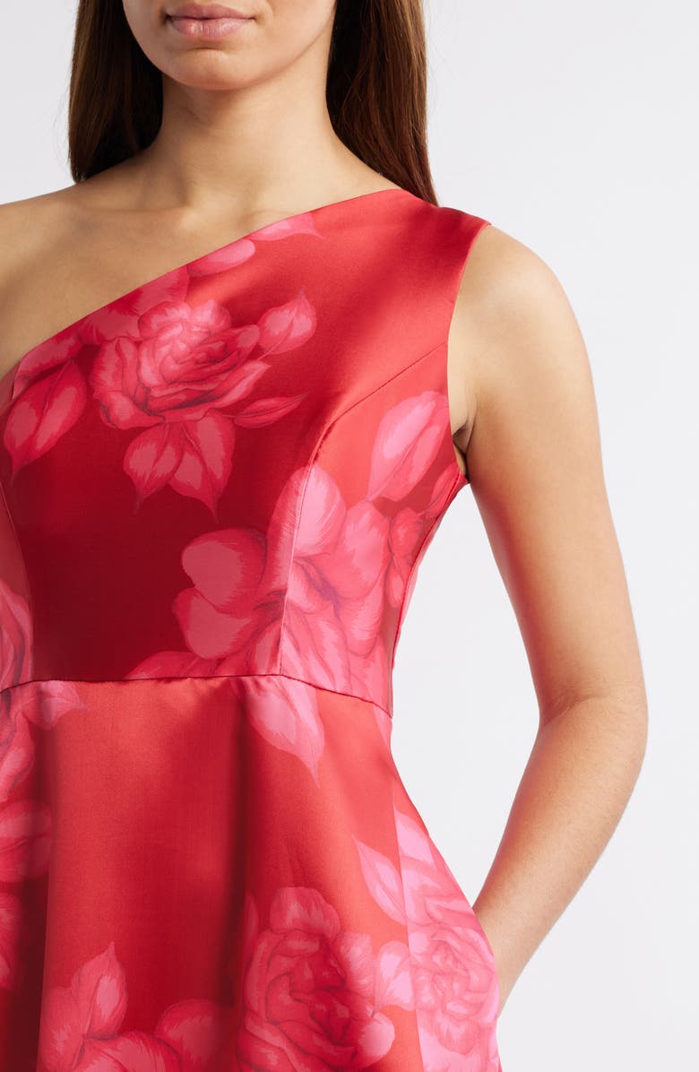 Hutch Floral One-Shoulder Satin Gown, Alternate, color, 
