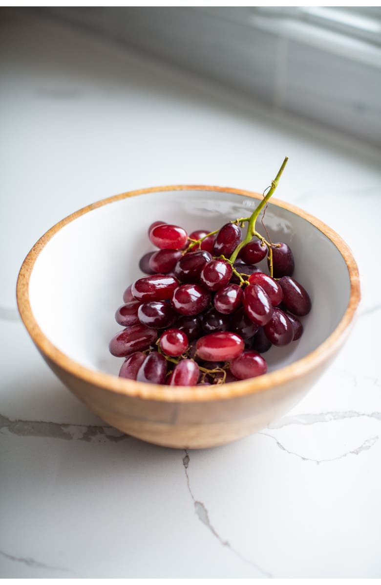 Jeanne Fitz Wood + White Collection Mango Wood Serving Bowl, Medium, Alternate, color, White, Brown