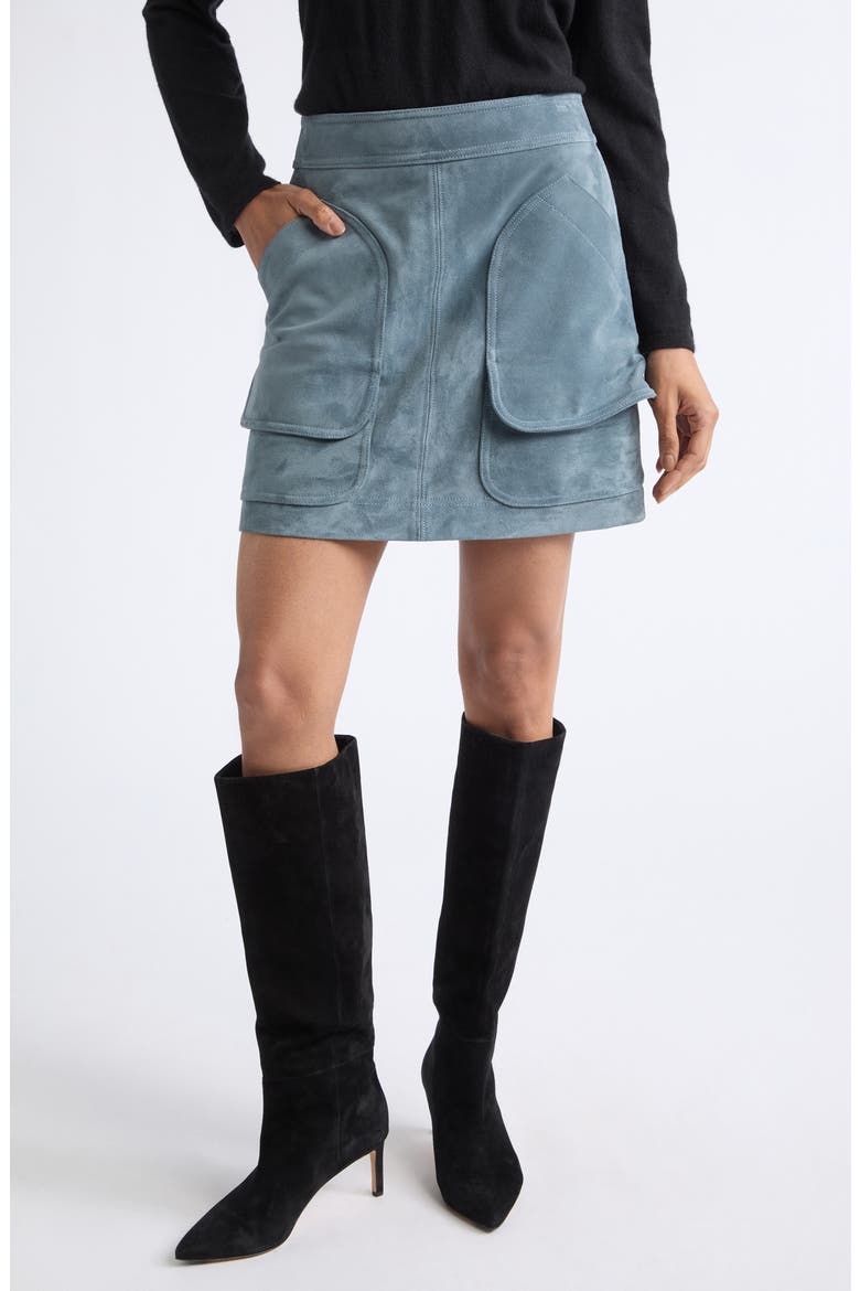 Norwood Suede Miniskirt, Main, color, BLUE STEEL