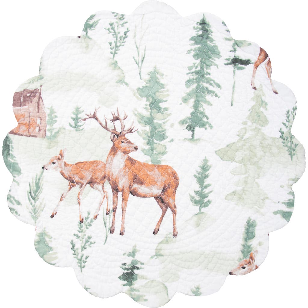 C & F Home C&f Home Christopher Forest Round Woven Reversible Rustic Lodge Placemats Set Of 6, 17" In Multi