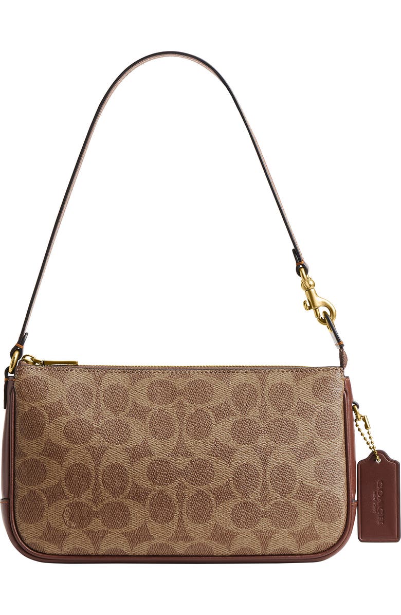 COACH Plaza Signature Coated Canvas Shoulder Bag, Main, color, B4/Tan Brown