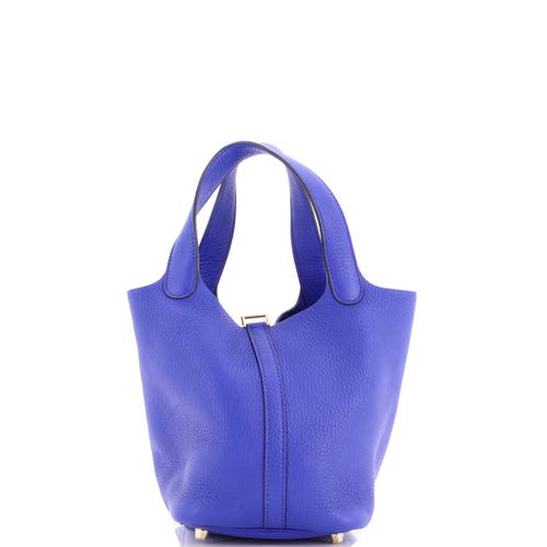 Pre-owned Hermes Hermes Picotin Lock Bag Clemence Pm In Blue