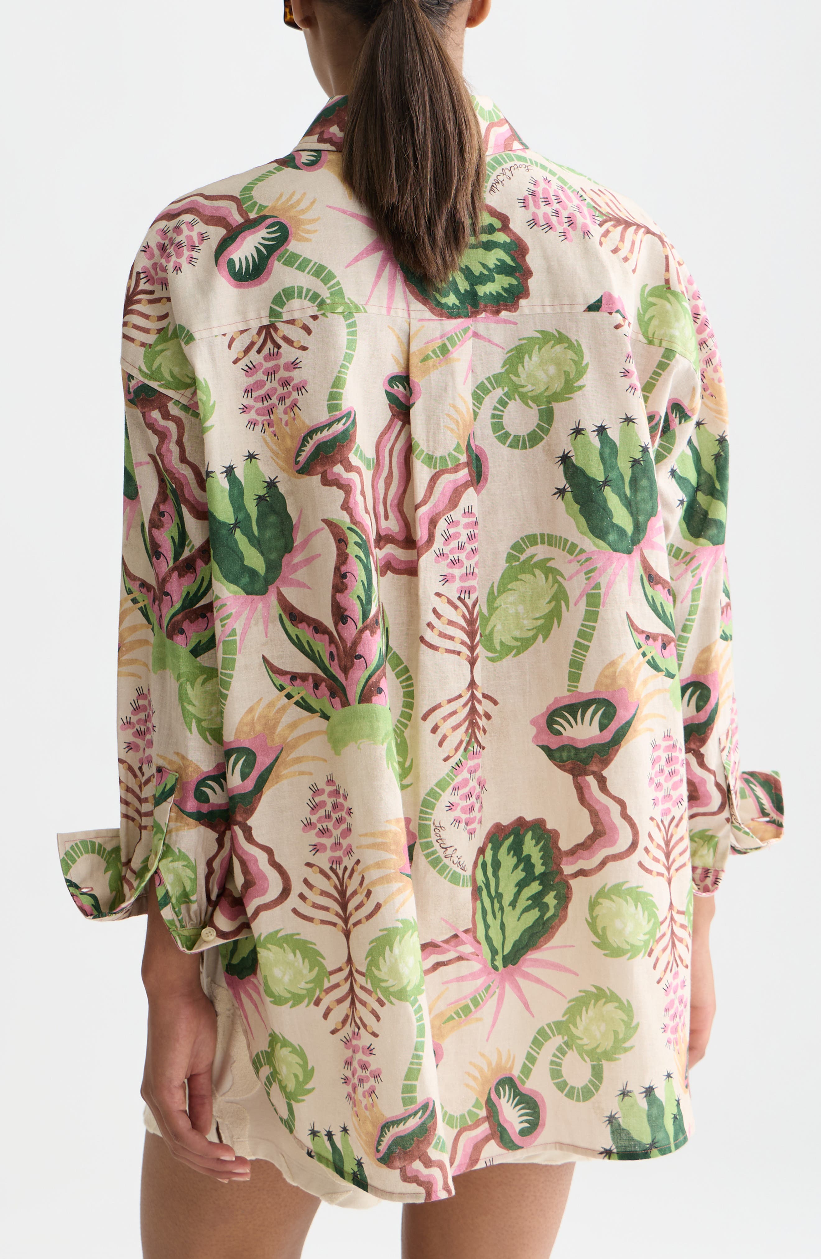 Print Linen & Cotton Button-Up Shirt - image 2
