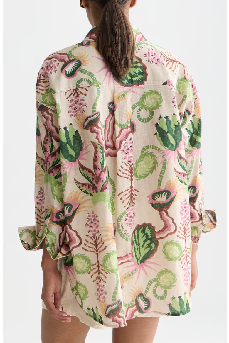 Print Linen & Cotton Button-Up Shirt, Alternate, color, DESERT FLORAL CANYON CLAY