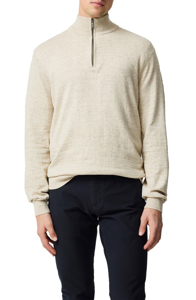 Rodd & Gunn Fortrose Cotton Quarter Zip Sweater, Main, color, Straw