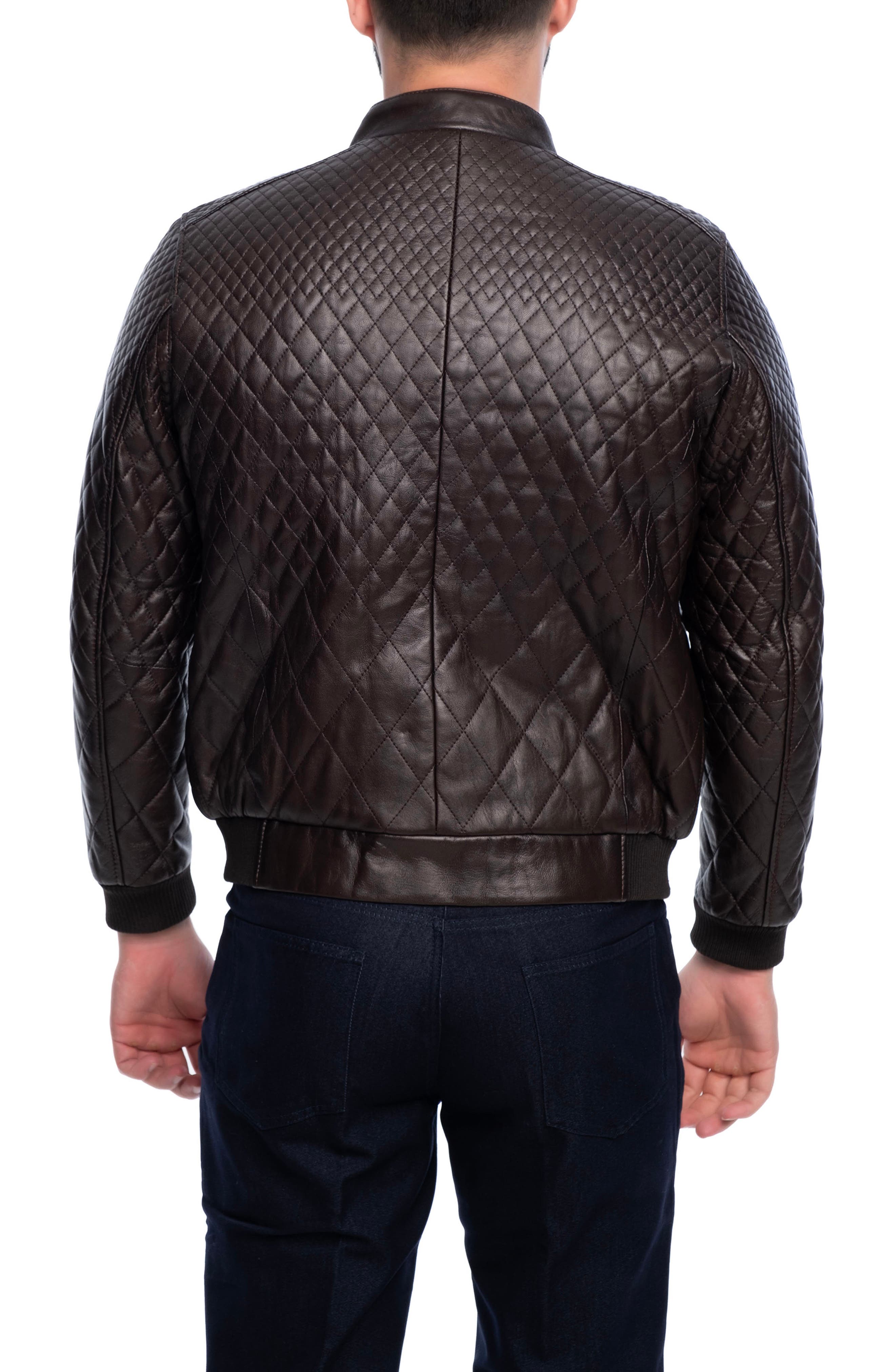 Quilted Leather Bomber Jacket - image 2
