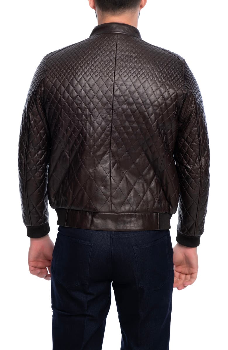 VELLAPAIS Quilted Leather Bomber Jacket, Alternate, color, Dark Brown