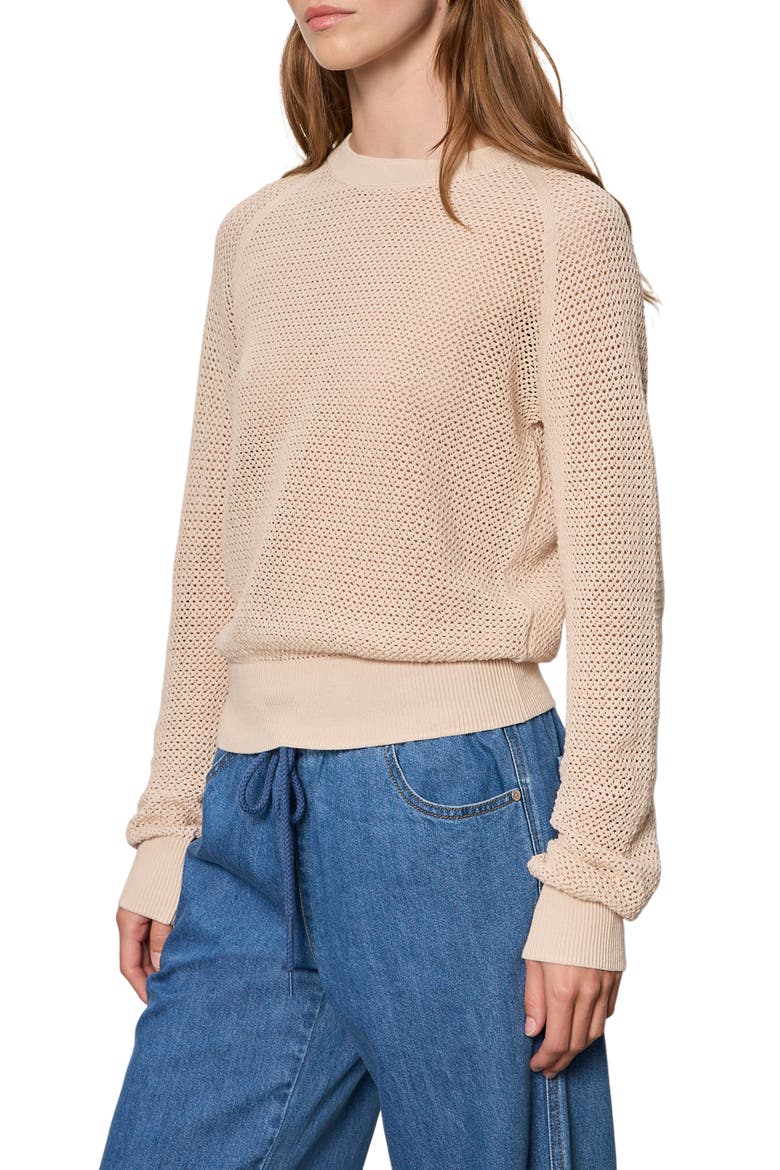 Soleil Open Stitch Sweater, Alternate, color, DARK OPAL WHITE