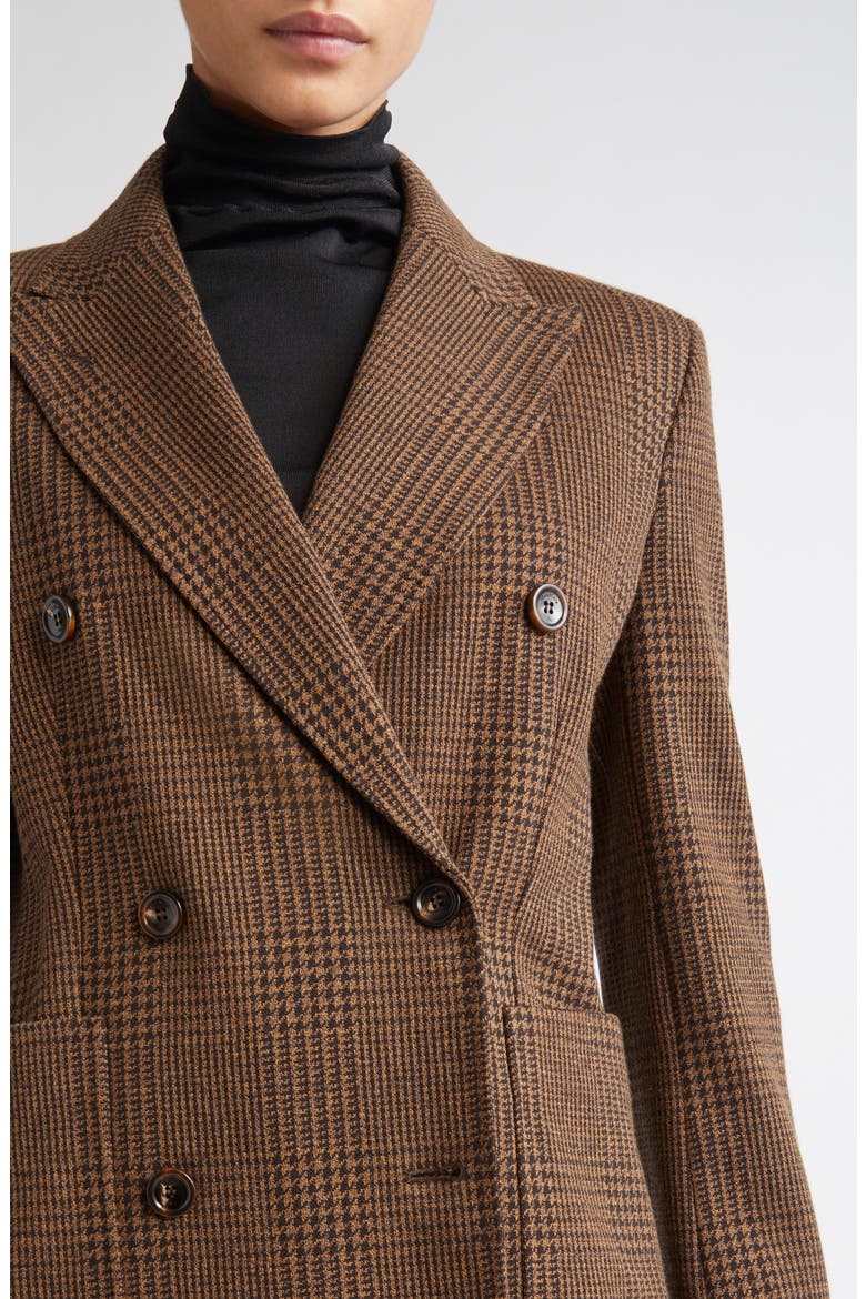 Zulma Houndstooth Check Double Breasted Jacket, Alternate, color, CHOCOLATE