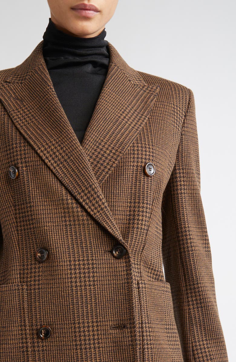 Max Mara Zulma Houndstooth Check Double Breasted Jacket, Alternate, color, Chocolate