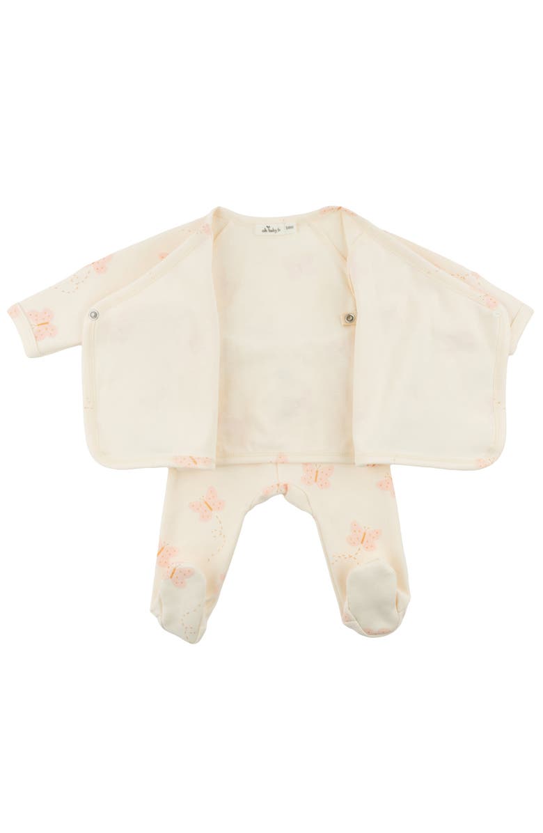 oh baby! Mini Butterflies Pink Print Wrap Top Set, Alternate, color,