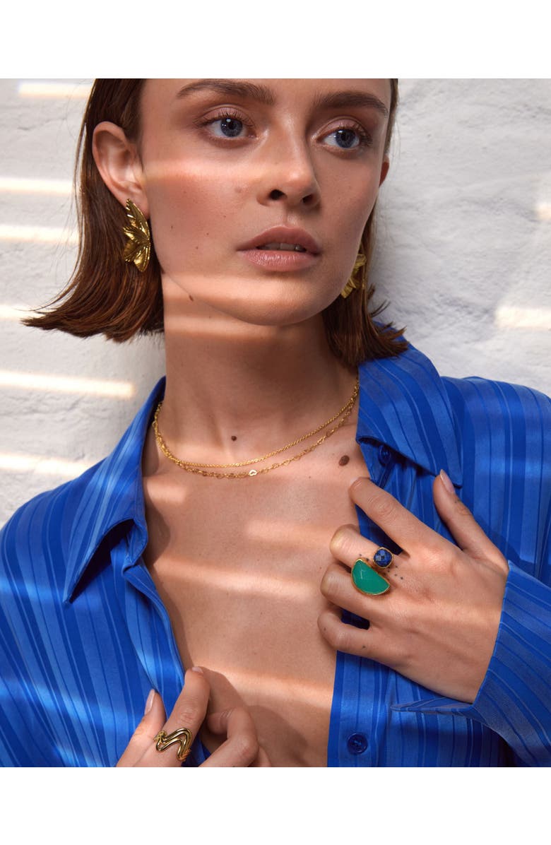 Ottoman Hands Avery Lapis and Aqua Chalcedony Cocktail Ring, Alternate, color, Gold