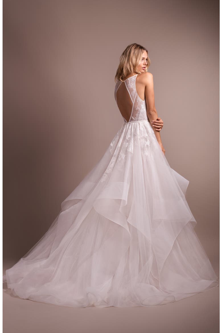 Lilith Halter Open Back Wedding Dress, Alternate, color, IVORY