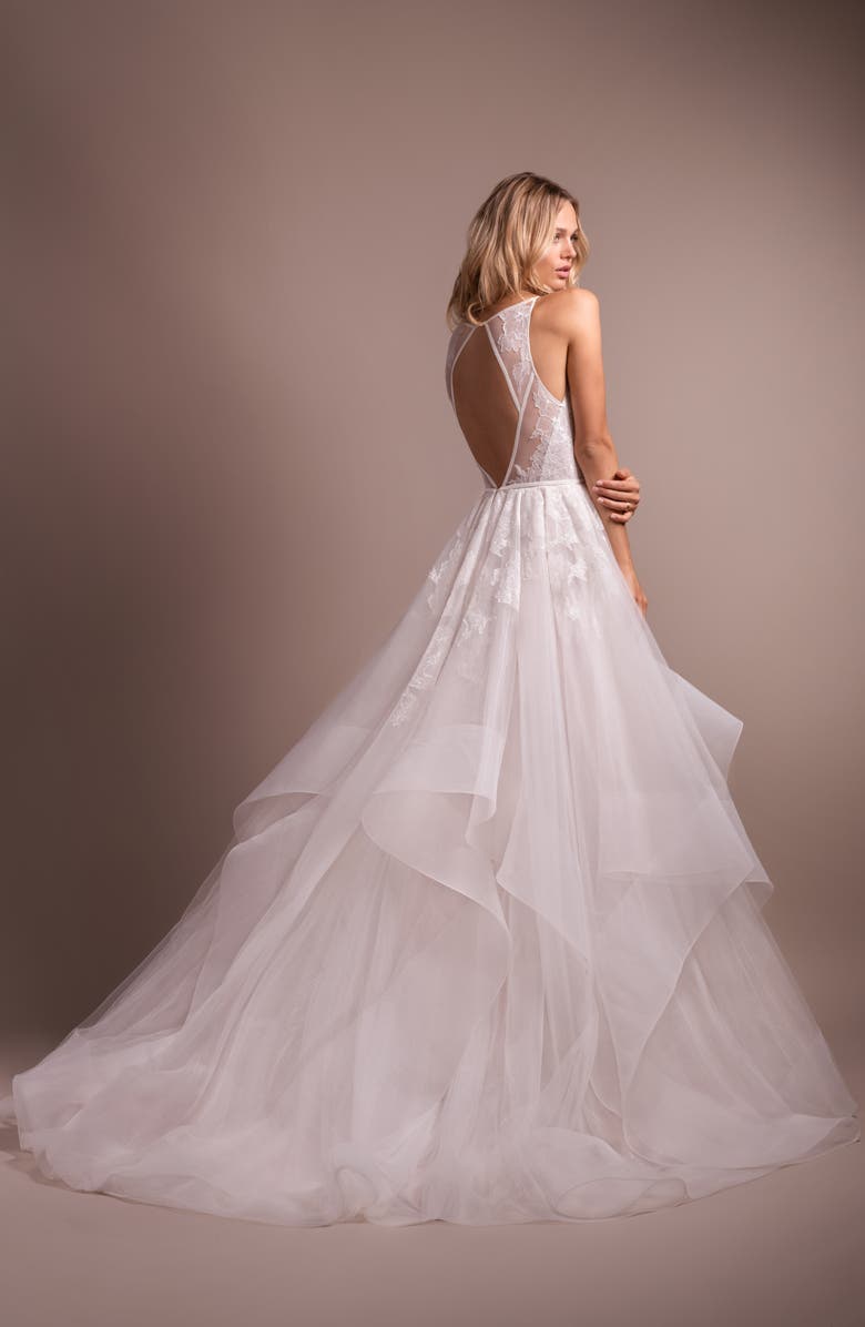 Hayley Paige Lilith Halter Open Back Wedding Dress, Alternate, color, 