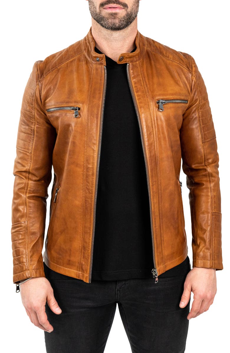 Maceoo Leather Moto Jacket, Main, color, 