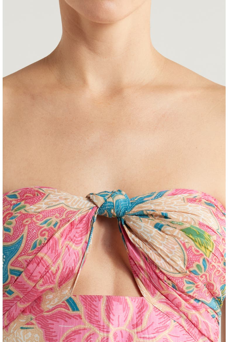 Bowie Strapless Maxi Cover-Up Sundress, Alternate, color, BEIGE PINK FLORAL