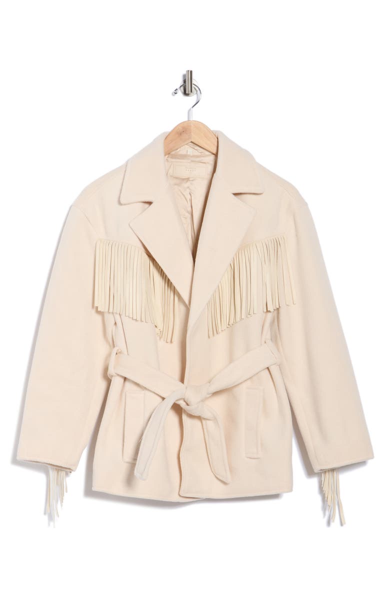 Belted Fringe Trim Coat
