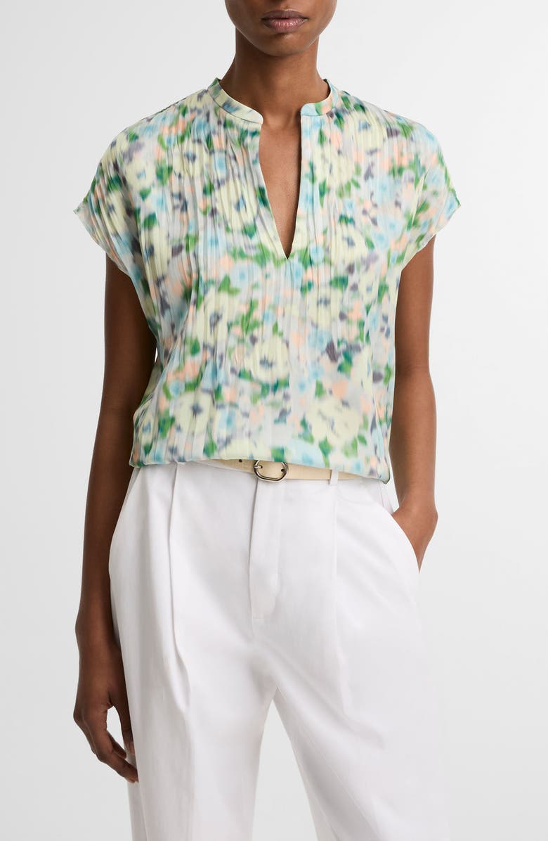Vince Painted Garden Cap Sleeve Top, Main, color, Herb Petal
